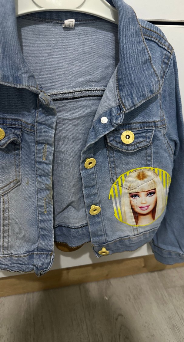 Renkli Baskılı Kız Çocuk Kot Ceket - Görsel 2