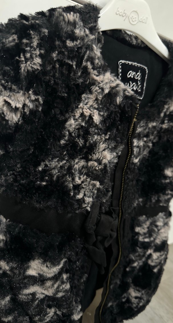 Siyah Kürklü Bağlamalı Kız çocuk Yelek - Görsel 2