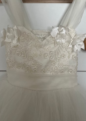 Mini Beyaz Dantel Gelinlik kız çocuk - Görsel 2