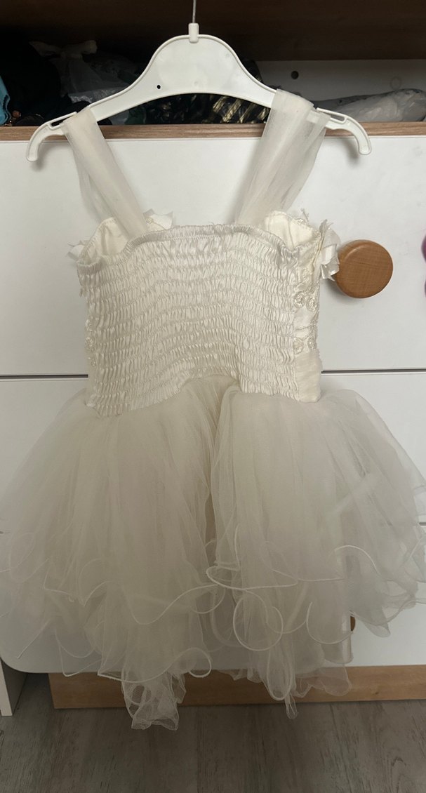 Mini Beyaz Dantel Gelinlik kız çocuk - Görsel 3