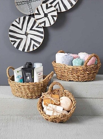 Zara Home Hasır Sepet Oval 3 Boy