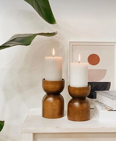 Ikea Ahşap 2'li Mumluk