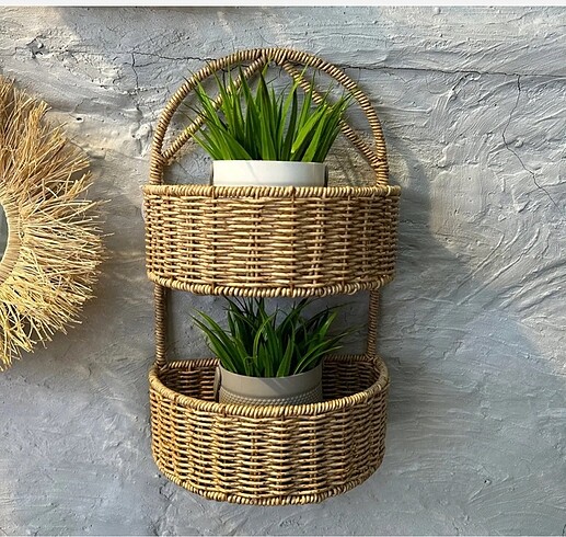 2 Katlı Rattan Sepet