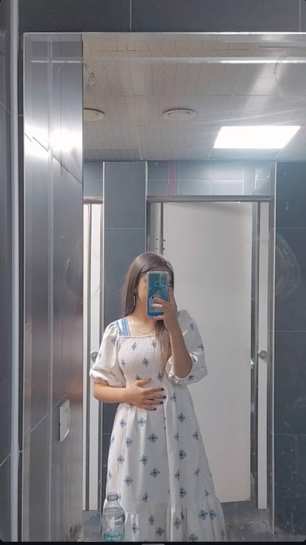 Beyaz Bağlama Desenli Midi Elbise - Görsel 2