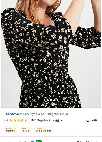 Trendyol & Milla Siyah Çiçekli elbise 