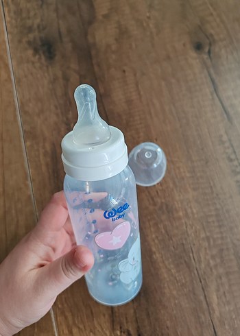 Beden Beyaz Fil Desenli Plastik Bebek Biberonu
