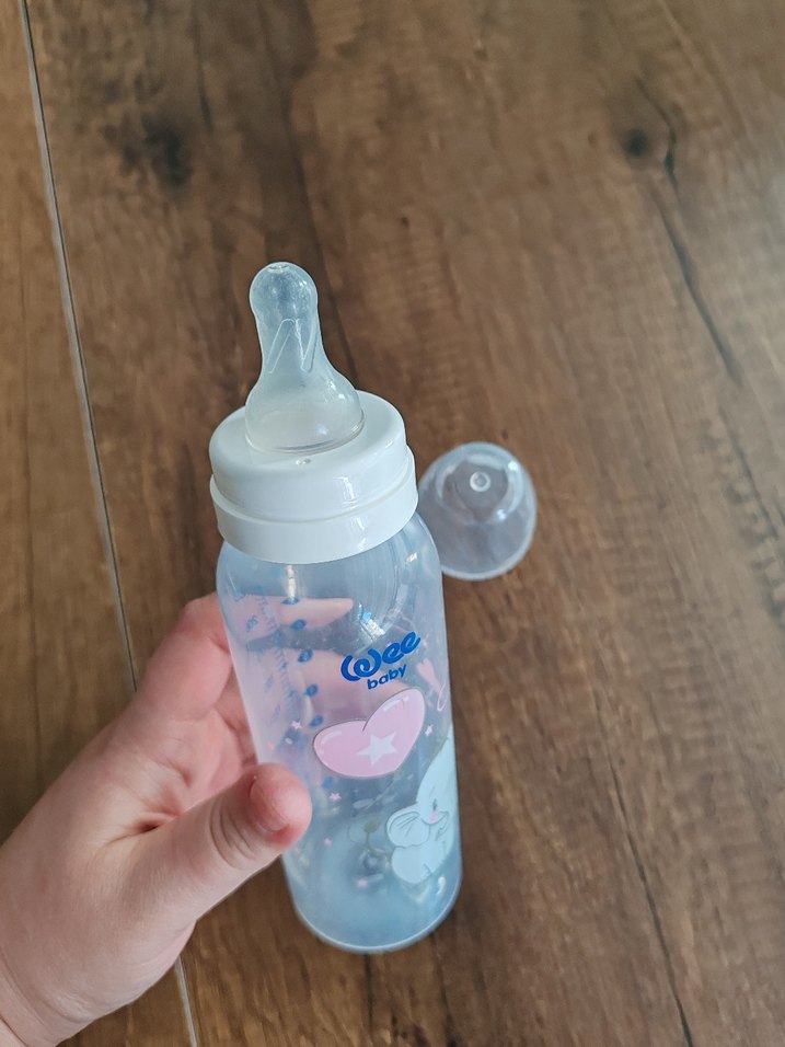 Beyaz Fil Desenli Plastik Bebek Biberonu - Görsel 3