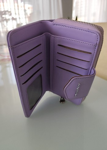 Lila Deri Kadın Cüzdanı Fermuarlı - Görsel 6