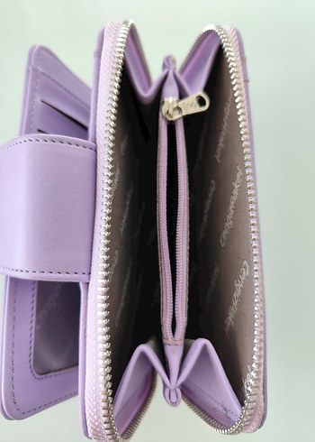 Lila Deri Kadın Cüzdanı Fermuarlı - Görsel 2