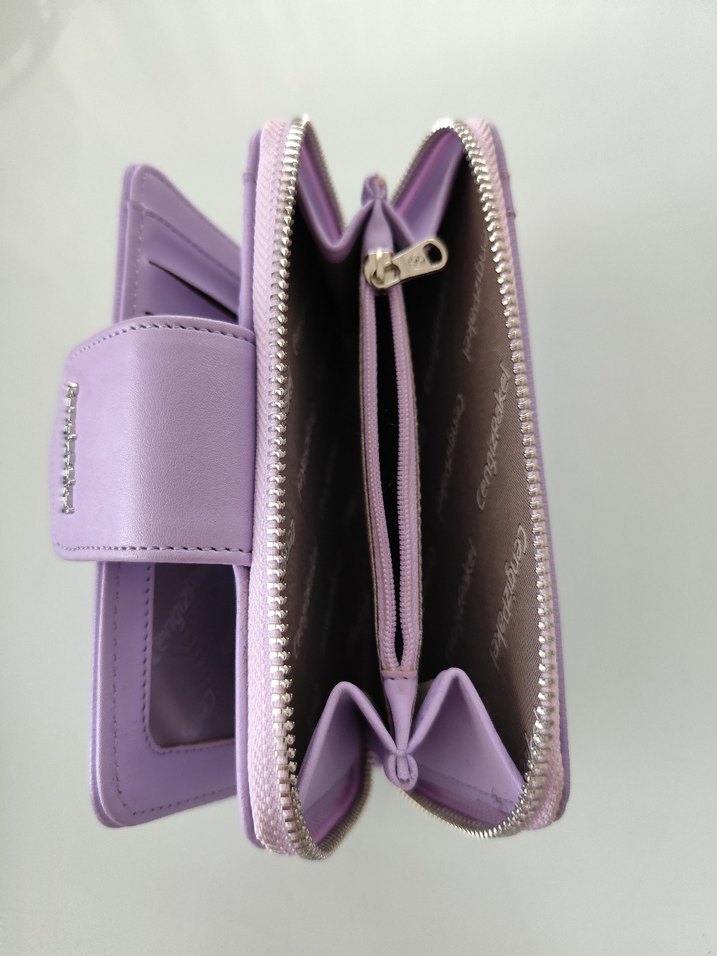 Lila Deri Kadın Cüzdanı Fermuarlı - Görsel 3