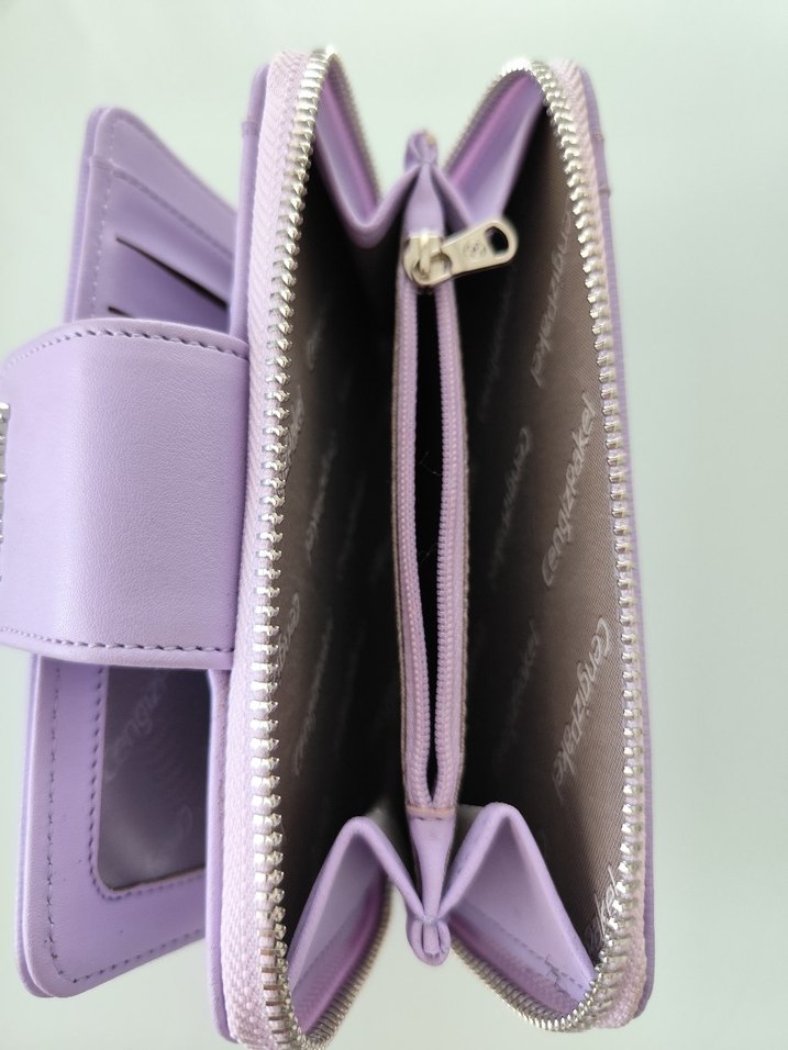 Lila Deri Kadın Cüzdanı Fermuarlı - Görsel 2