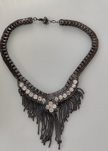 Uzun Zincirli Siyah Gotik Kadın Kolye - Görsel 2