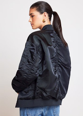 Nike çift taraflı Siyah Kadın Bomber Ceket - Görsel 2