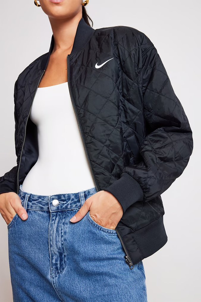 Nike çift taraflı Siyah Kadın Bomber Ceket - Görsel 4