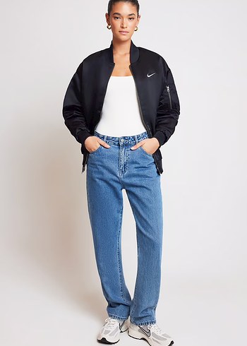 Nike çift taraflı Siyah Oversize Bomber Ceket - Görsel 5