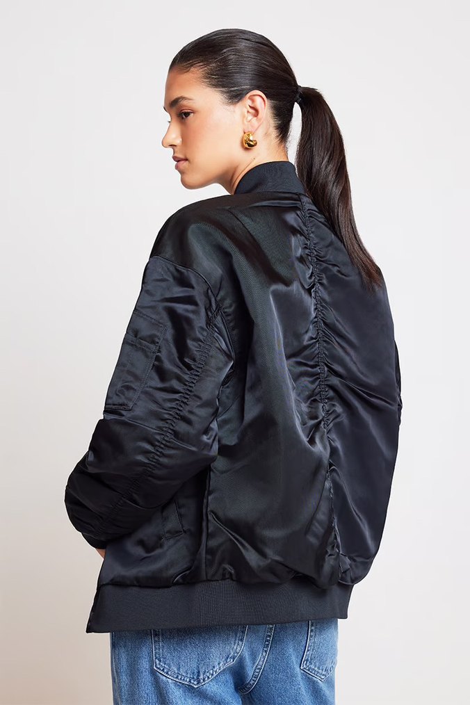 Nike çift taraflı Siyah Oversize Bomber Ceket - Görsel 2