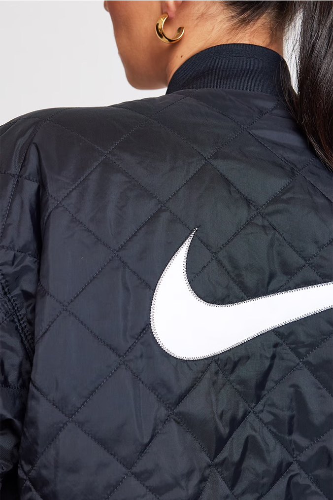 Nike çift taraflı Siyah Oversize Bomber Ceket - Görsel 3