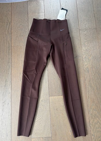 Nike go Fermuarlı Koyu Kahverengi Spor Tayt - Görsel 4