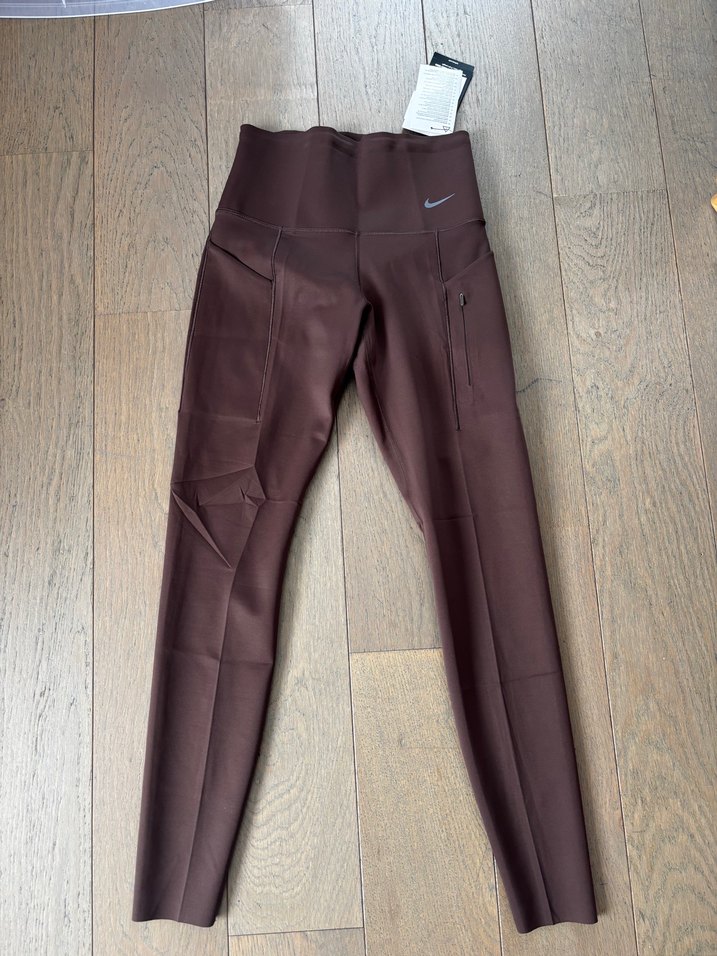 Nike go Fermuarlı Koyu Kahverengi Spor Tayt - Görsel 4
