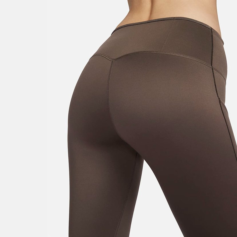 Nike go Fermuarlı Koyu Kahverengi Spor Tayt - Görsel 2