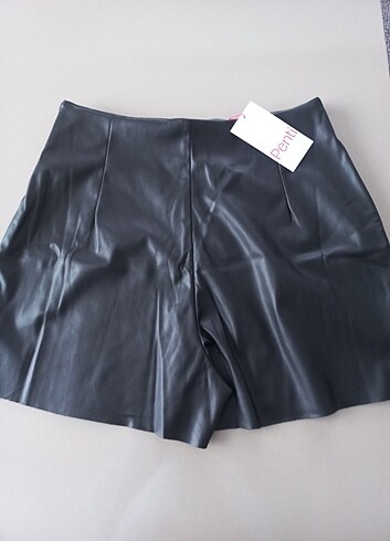 PENTİ DERİ ŞORT ETEK - Görsel 5