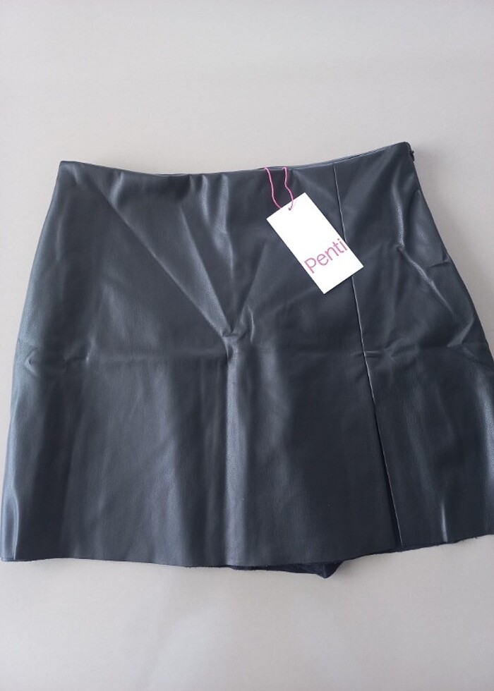 PENTİ DERİ ŞORT ETEK - Görsel 3