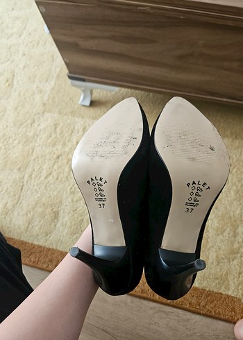 Siyah Süet Stiletto Topuklu Kadın Ayakkabı - Görsel 5