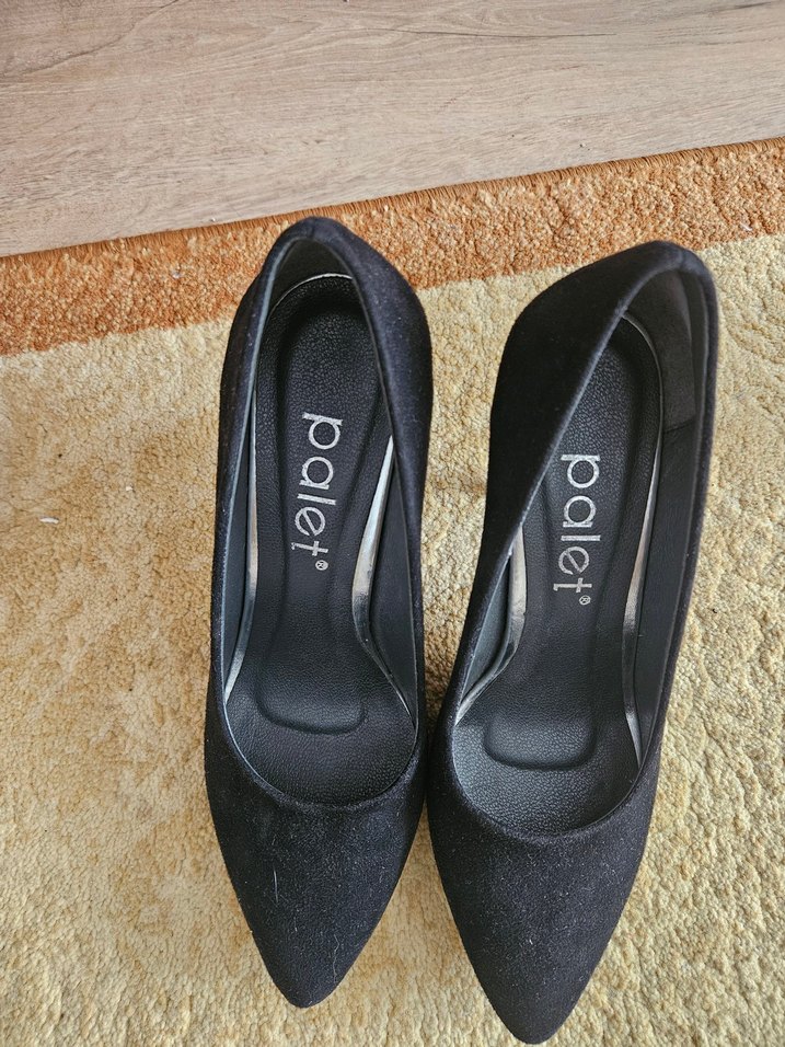 Siyah Süet Stiletto Topuklu Kadın Ayakkabı - Görsel 4