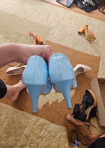 Mavi topuklu Kadın şık - Görsel 5