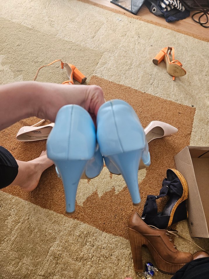 Mavi topuklu Kadın şık - Görsel 5