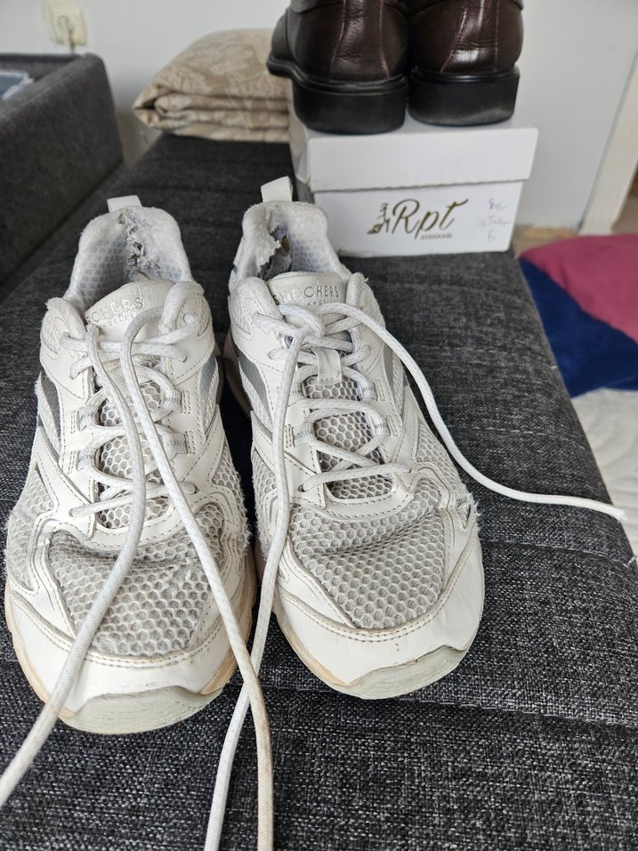 Sketchers,Beyaz Bağcıklı Kadın Spor Ayakkabı - Görsel 4