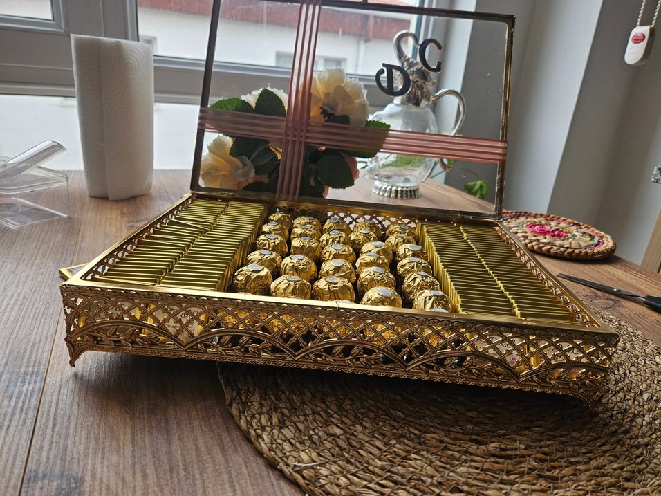 Altın Renkli Parlak isteme kutusu, aynali - Görsel 4