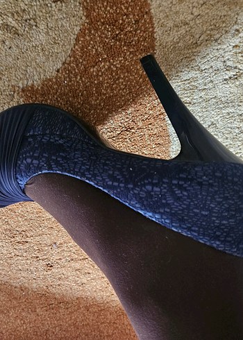 Kadın Lacivert Pileli Platform Topuklu Ayakkabı - Görsel 6