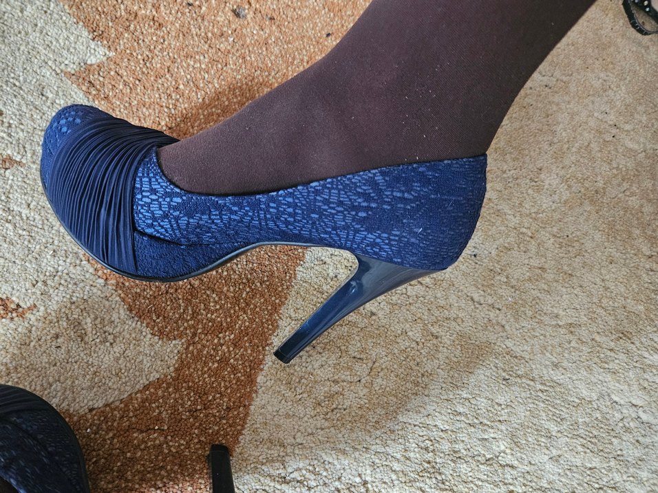 Kadın Lacivert Pileli Platform Topuklu Ayakkabı - Görsel 2