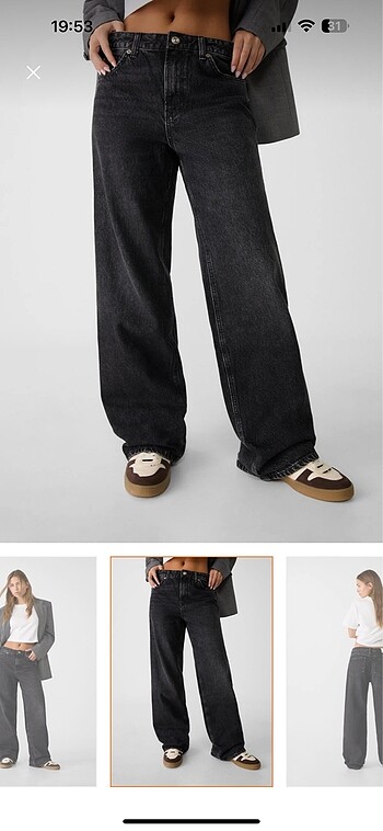 36 Beden siyah Renk Stradivarius d92 Jean