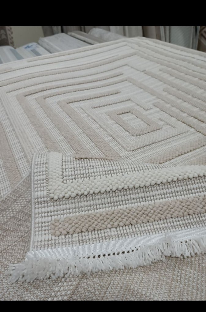 Bej Bohem Tarzı Dokuma Halı - Görsel 2