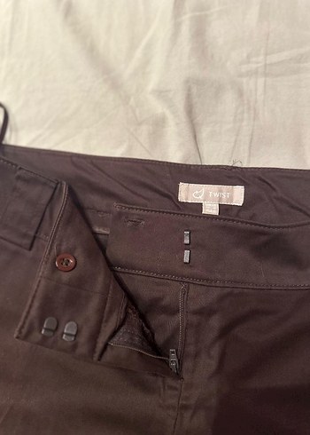 xl Beden Kahverengi Kemerli Mini Kadın Pantolon
