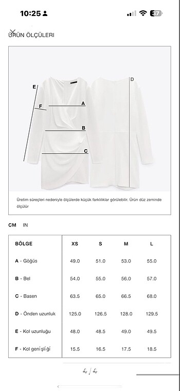 xs Beden Zara elbise