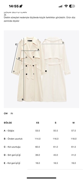 s Beden camel Renk Zara trençkot