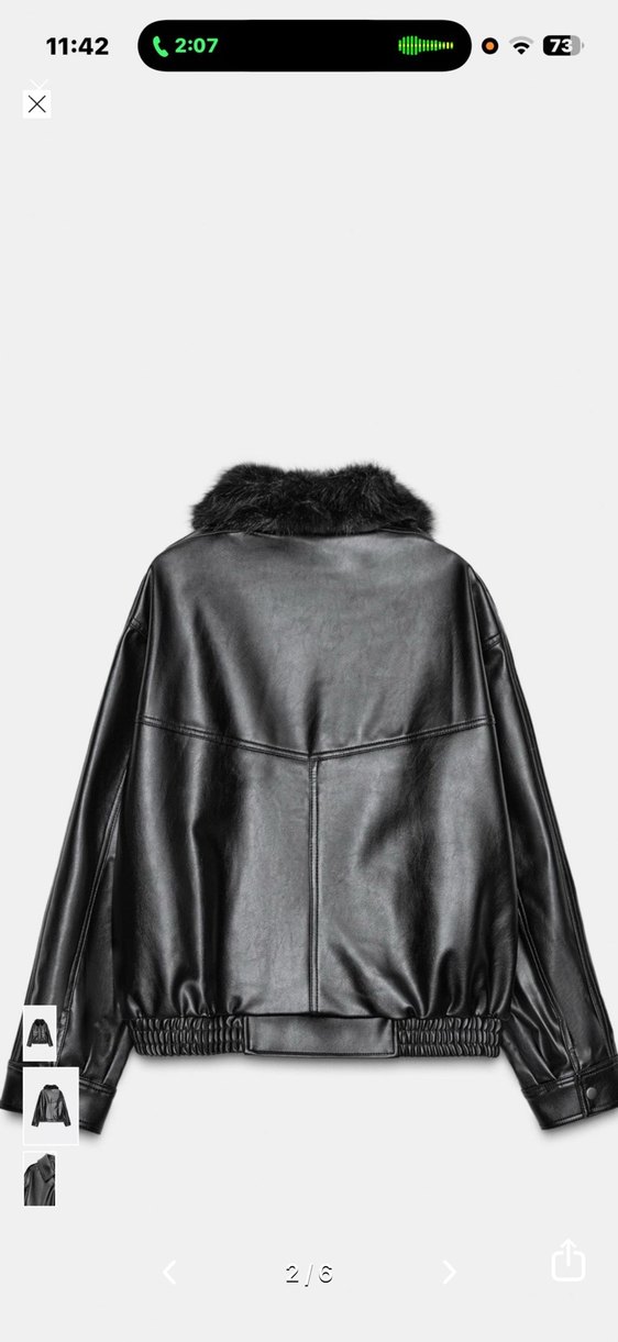 Kadın Siyah Deri Kürklü Ceket - Görsel 2