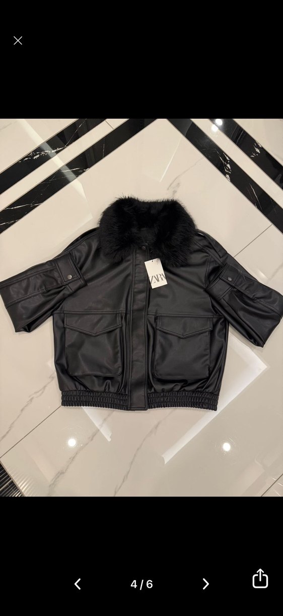 Kadın Siyah Deri Kürklü Ceket - Görsel 4