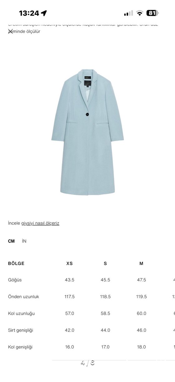 Tek Düğmeli Uzun Mavi Kaban - Görsel 3