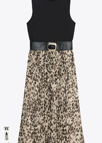 Leopar Desenli Kemerli Uzun Etek - Görsel 2