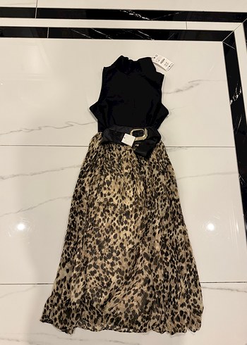 Leopar Desenli Kemerli Uzun Etek - Görsel 4
