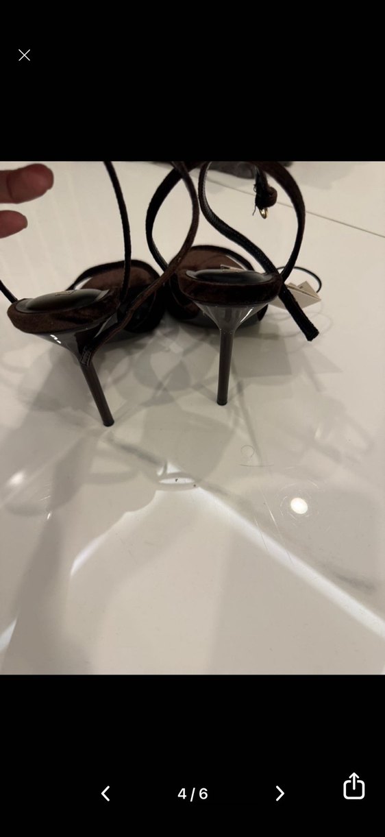 Kahverengi Süet Stiletto Kemerli Topuklu - Görsel 5