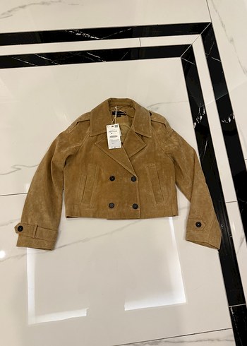 Düğmeli Bej Süet Kadın Ceket - Görsel 5