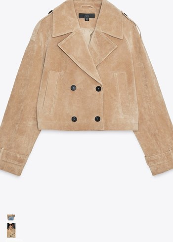 Düğmeli Bej Süet Kadın Ceket - Görsel 2
