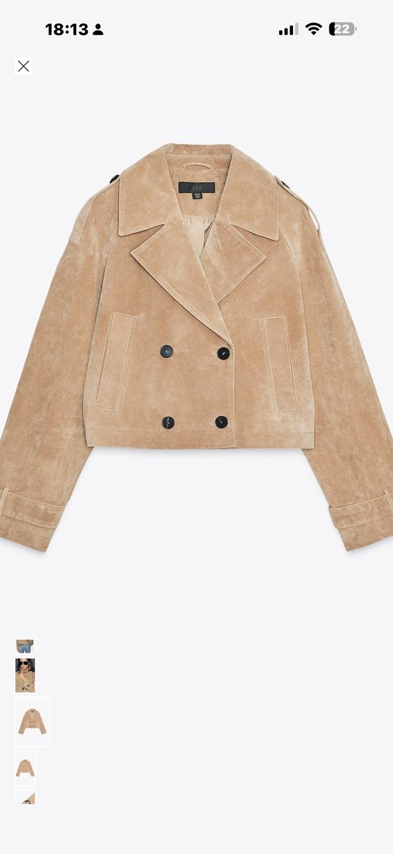 Düğmeli Bej Süet Kadın Ceket - Görsel 2