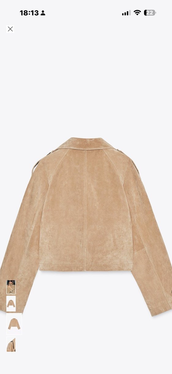 Düğmeli Bej Süet Kadın Ceket - Görsel 3