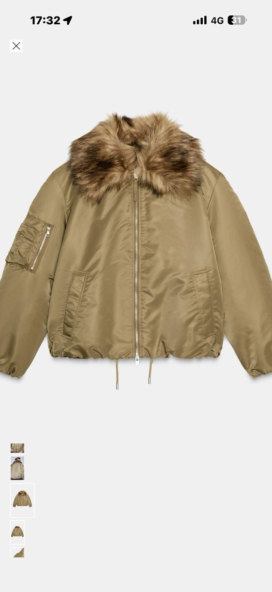 Kemerli, Uzun Kollu Bej Denim Ceket - Görsel 2